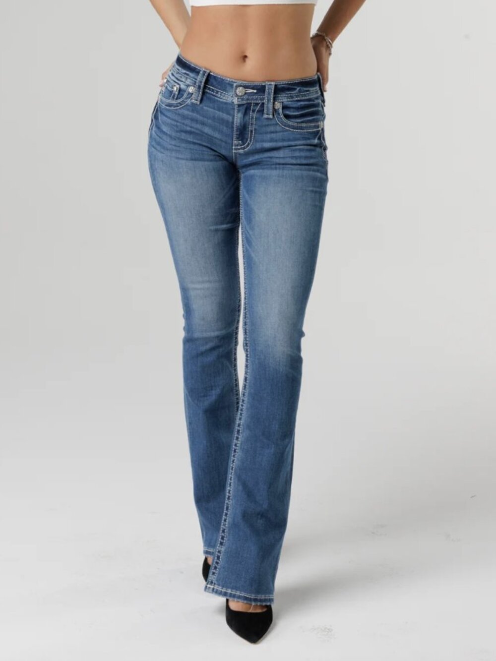 Miss Me Dark Blue Mid Rise Boot Cut Jeans - sz 30